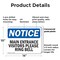 Signmission Main Entrance Visitors Please Ring Bell OSHA Notice Sign, Plastic, 14in W x 10in L, 2PK OS-2PACK-NS-P-1014-L-14084 - alternate 5